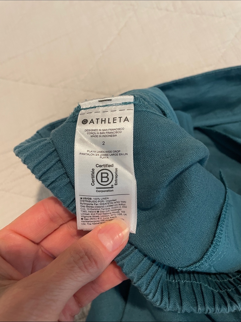Athleta Teal Wide-Leg Linen Pants - Picture 7 of 7